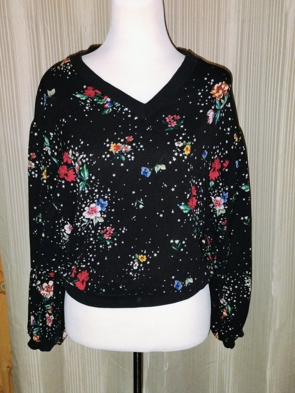 Wonderly Black Floral Boho Top XS